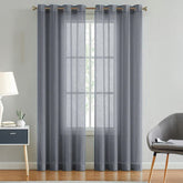 ShadeKart by Dzire Decor - Linen Sheer Curtain - Grey (Pack of 1) - Door / Window