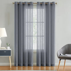 ShadeKart by Dzire Decor - Linen Sheer Curtain - Grey (Pack of 1) - Door / Window