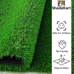 ShadeKart by Dzire Decor - 35 mm Artificial Green Grass Carpet | High Density Premium Lawn Turf | Indoor & Outdoor Use | Washable, Dust & Waterproof Mats | Skin Friendly