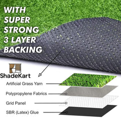 ShadeKart by Dzire Decor - 35 mm Artificial Green Grass Carpet | High Density Premium Lawn Turf | Indoor & Outdoor Use | Washable, Dust & Waterproof Mats | Skin Friendly