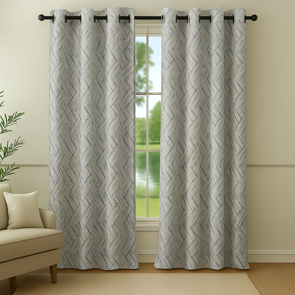 ShadeKart by Dzire Decor - Jacquard - Self Texture/Design - Light Grey - Polyester for Door / Window